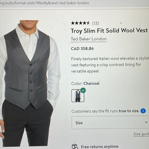 Ted baker 100% wool modern fit vest- new - Picture 4 of 11